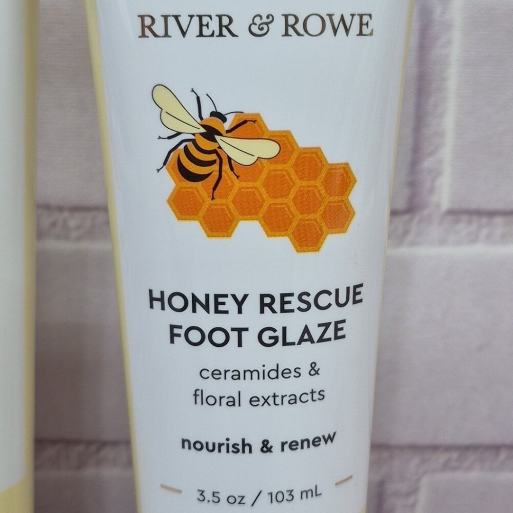 2Pk River & Rowe Honey Rescue Foot Glaze Ceramides Floral Extracts Nourish Renew - Picture 2 of 5